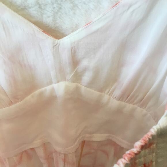 Loft Coral Cream Star Tie Dye Peplum Cami - Picture 11 of 13